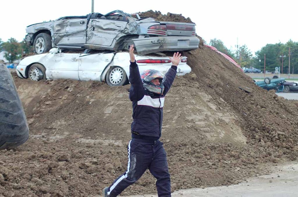 Dave Radzierez celebrating his first backflip attempt