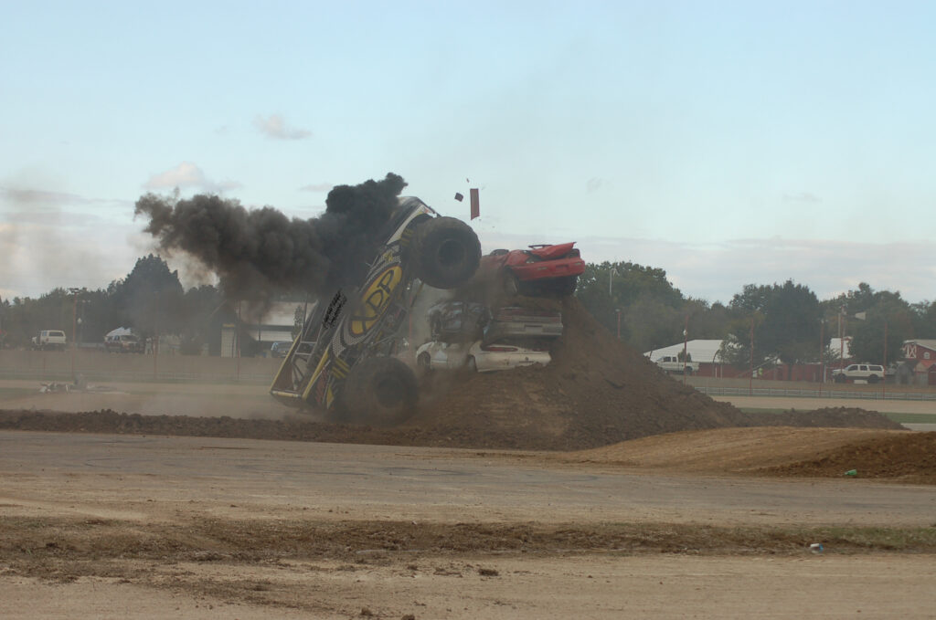 Dave landing a backflip at the 2014 4-Wheel Jamboree in Lima, OH