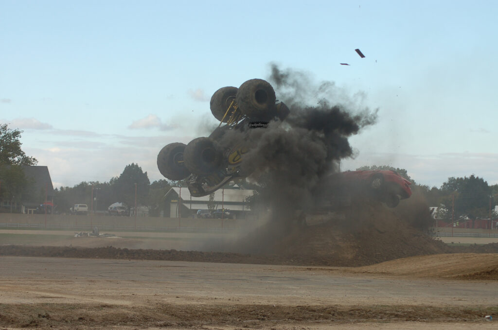 Dave landing a backflip at the 2014 4-Wheel Jamboree in Lima, OH