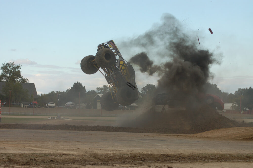Dave landing a backflip at the 2014 4-Wheel Jamboree in Lima, OH