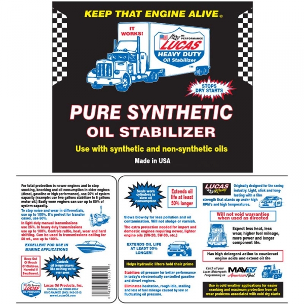 Lucas Heavy Duty Pure Synthetic Oil Stabilizer Oil Treatment 10130 - 946 ml | UK Lucas Heavy Duty Pure Synthetic Oil Stabilizer Oil Treatment 10130 - 946 ml | UK