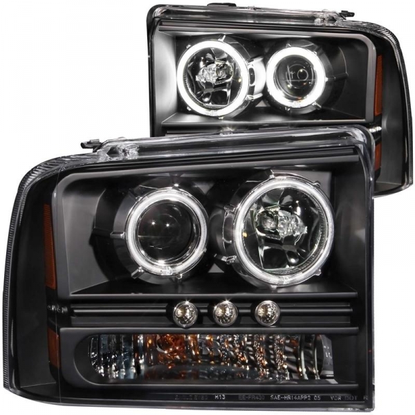 Image 1 for Anzo Black Projector Headlights With LED Halo 111117