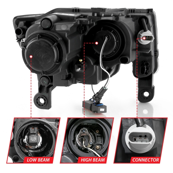 Anzo 111418 Black Plank Style Switchback Projector Headlights | XDP Anzo 111418 Black Plank Style Switchback Projector Headlights | XDP