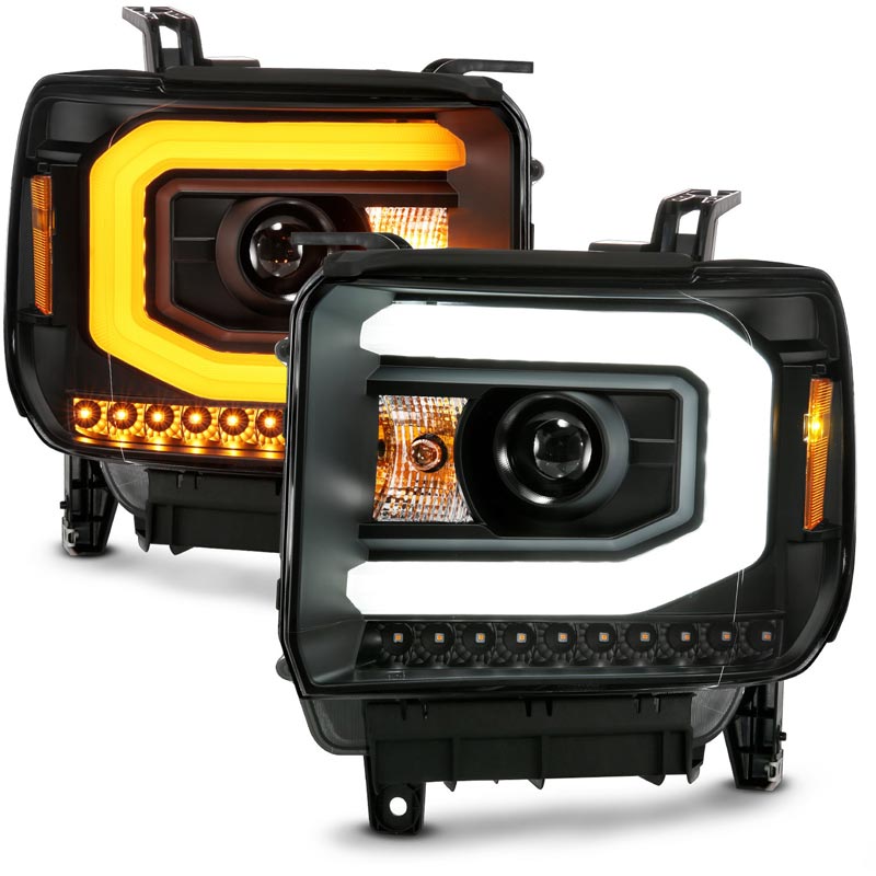 ANZO LED Headlights Plank Style Switchback Halo Black Amber Pair | Dodge Ram 1500 (09-18) (111464) main image 1