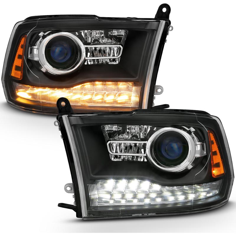 Anzo 111489 Black Plank Style Switchback Projector Headlights With