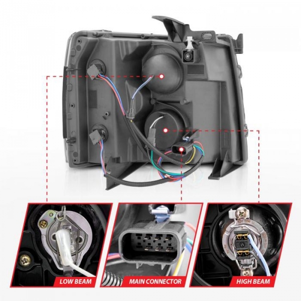 Anzo 111546 Chrome Plank Style Switchback Projector Headlights | XDP