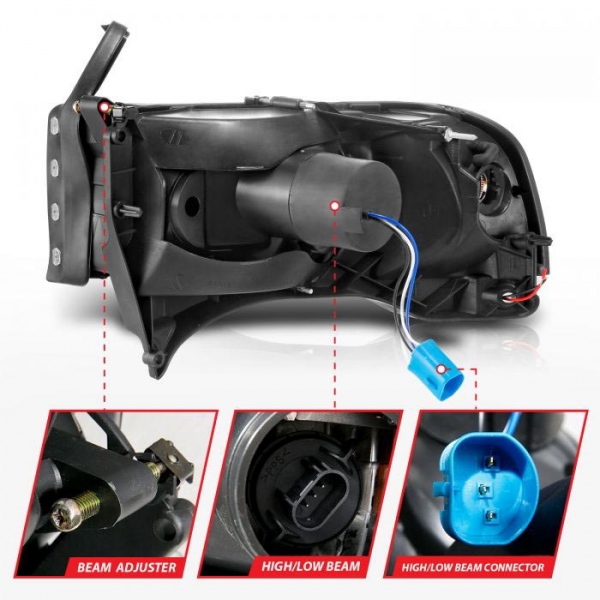 Anzo 111554 Black Crystal Headlights With LED Plank Light Bar | XDP