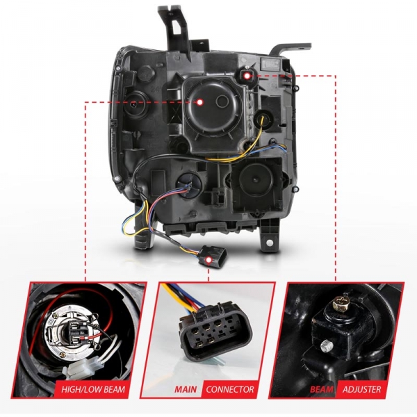 Anzo 111513 Black Housing Plank Style Projector Headlights | XDP