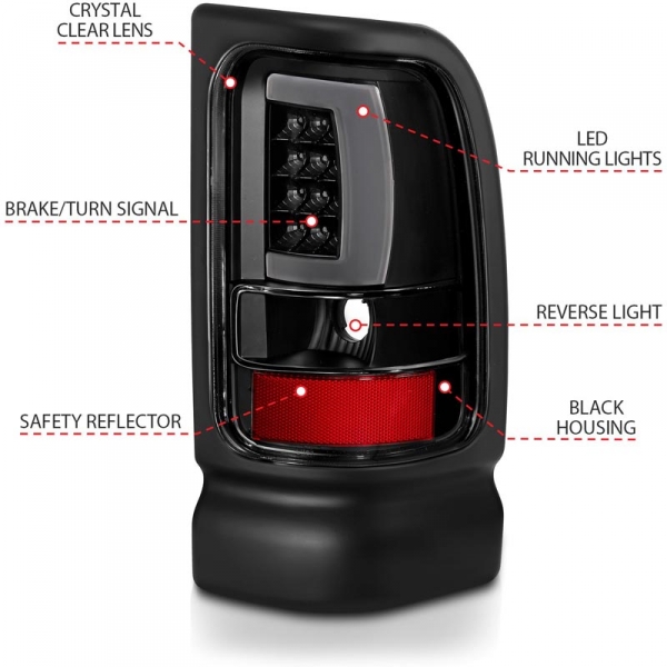 Anzo 311339 Black Plank Style LED Tail Lights | XDP