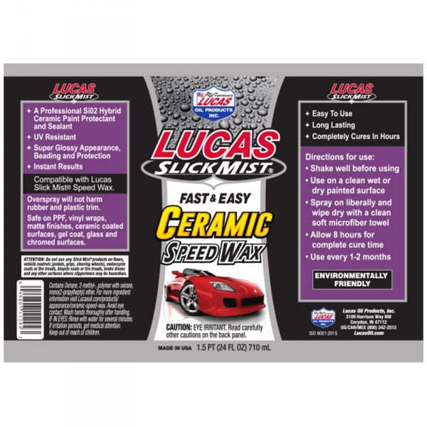 Lucas Oil 11294 Slick Mist Cerámica Speed Wax - 24 Onzas