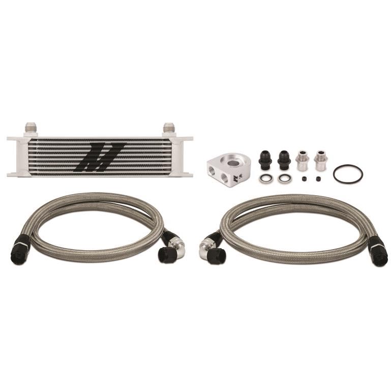 Mishimoto Universal Thermostatic 10 Row Oil Cooler Kit - Silver