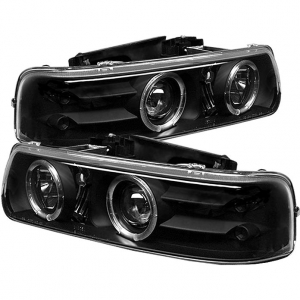 Head Lights Parking Gm Duramax 6 6l 2001 2004 Lb7 Spyder 5009593 Black Projector Headlights W Led Halo