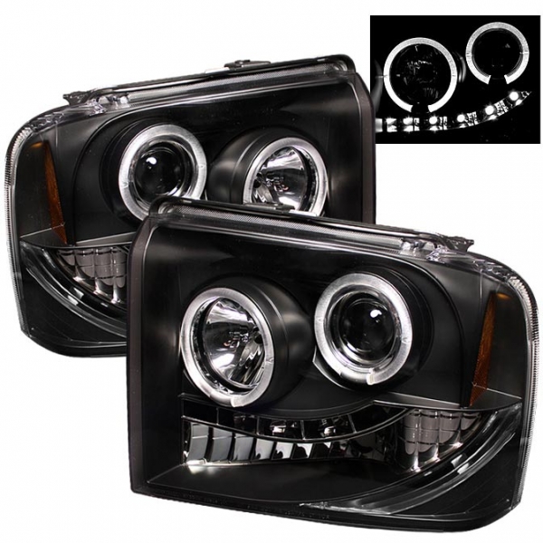 Image 1 for Spyder 5010544 Black Projector Headlights w/ LED Halo