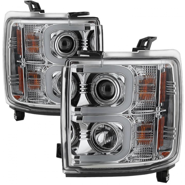 Spyder 5081049 Chrome Projector Headlights With Light Bar DRL | XDP