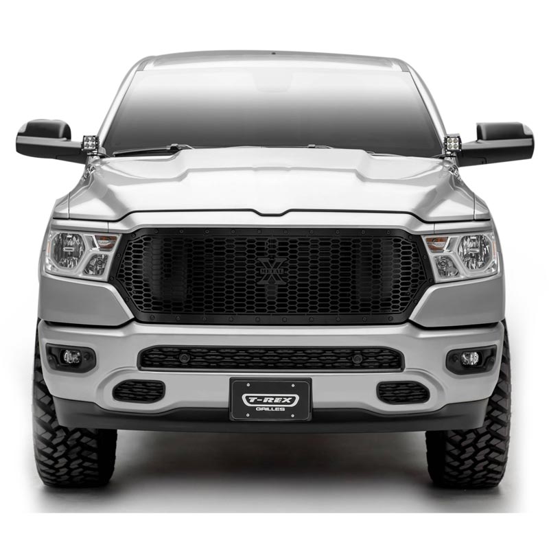 T-Rex 2019 Chevrolet Silverado 1500 Stealth Laser X Grille, 1 Pc, Replacement (Black Mild Steel)