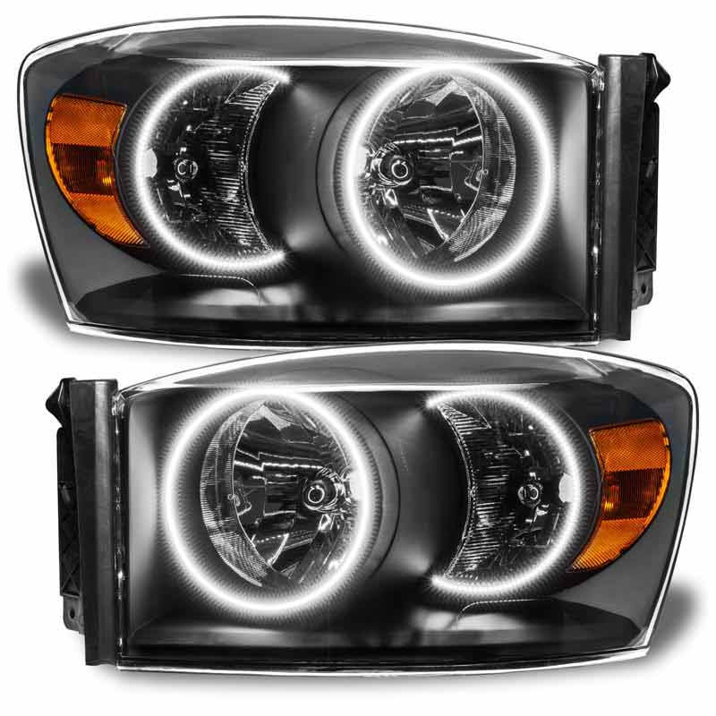 Oracle Black Headlights With LED Halo (2008 Dodge Ram 2500/3500) XDP