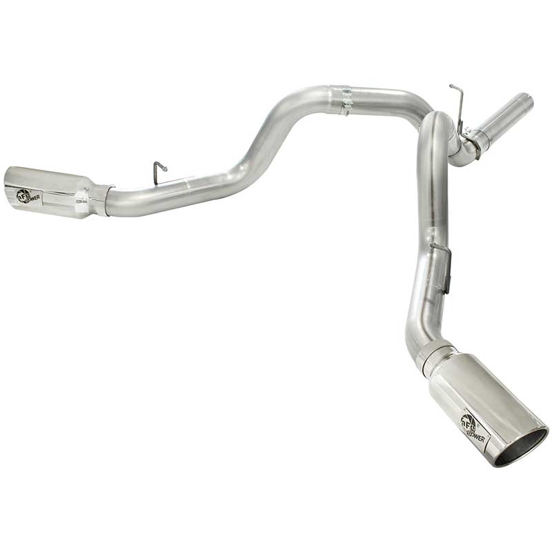aFe MACHForce XP Exhaust 5in DPF-Back SS 11-13 GM Diesel Trucks V8-6.6L (td) (LML) (Blk Tip)