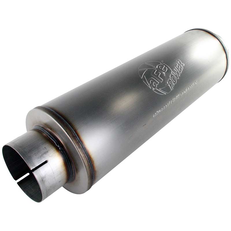 aFe MACH Force-Xp 409 Stainless Steel Muffler 4in ID In/Out 8in Dia | (49-91002)