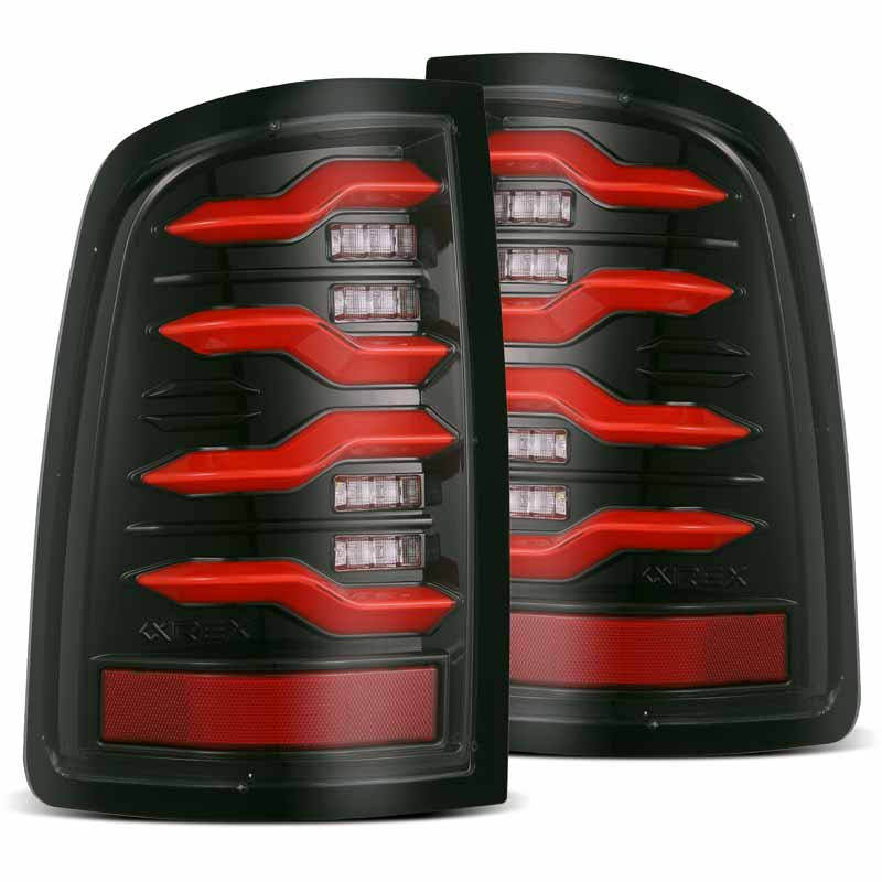 AlphaRex Luxx-Series LED Tail Lights Black-Red | Dodge Ram 1500/2500/3500 (07-09) (641050)