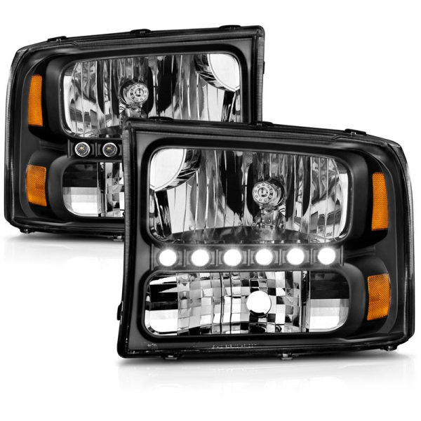 Image 1 for Anzo Black Crystal Headlights With LED Strip 111106