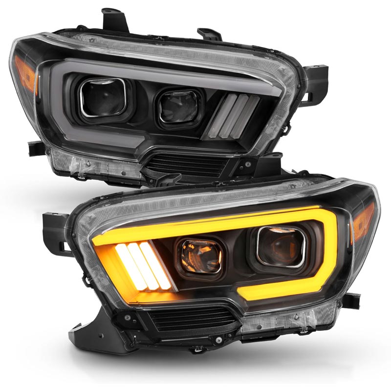 ANZO Projector Headlight Set Plank Style Black w/DRL | Chevy Tahoe (15-20) (111492)