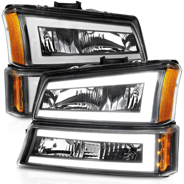 Anzo 111501 Black Crystal Headlights With LED Plank Light Bar | XDP
