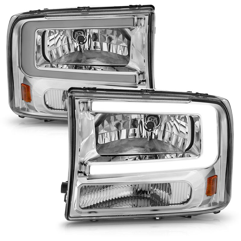Anzo 111550 Chrome Crystal Headlights With LED Plank Light Bar | XDP