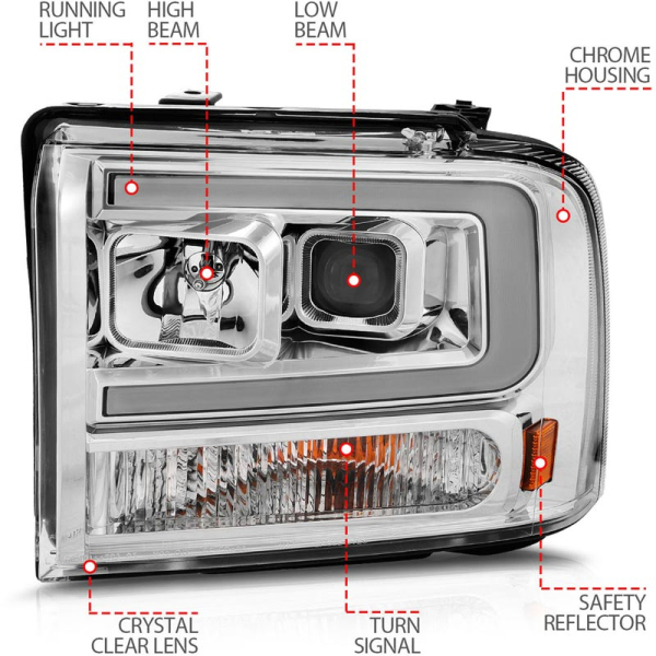 Anzo 111552 Chrome Plank Style Projector Headlights | XDP