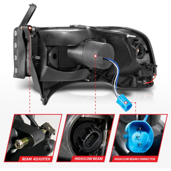 Anzo 111554 Black Crystal Headlights With LED Plank Light Bar | XDP