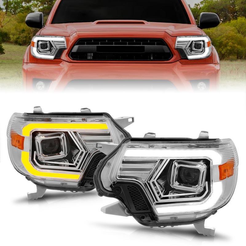 ANZO 2014-2015 Mazda 6 Projector Headlights w/ Plank Style Design Chrome