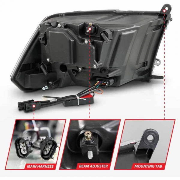 Anzo 111609 Black Switchback LED Plank Style Projector Headlights