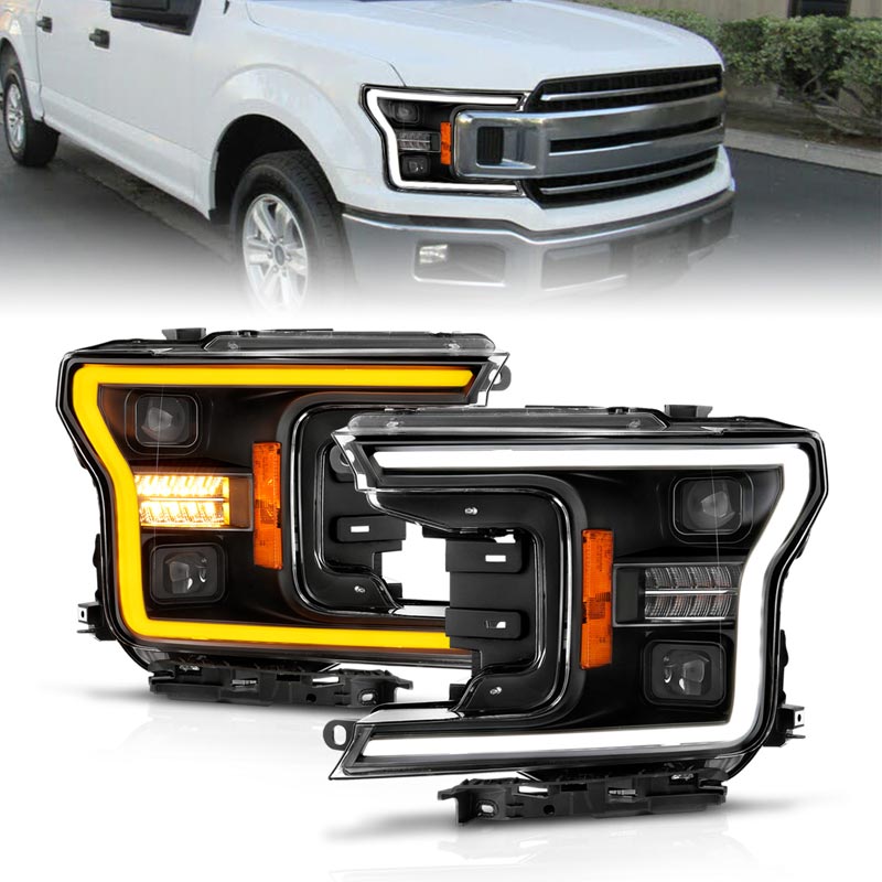 ANZO LED Headlights Plank Style Switchback Halo Chrome Amber Pair | Dodge Ram 1500 (09-18) (111465)