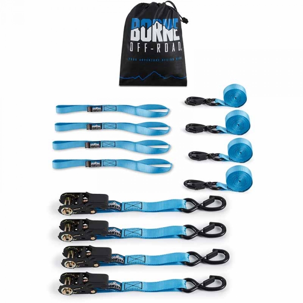 Image 1 for Borne Off-Road BNRTC-TDMD-4BL Blue Medium-Duty Ratchet Straps (Qty-4)