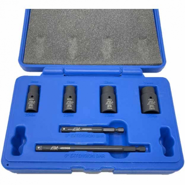 CTA Tools 4223 Mini-Klappsteckschlüsselsatz – 8-15 Mm, 1/4" Antrieb | 12-Punkt, Mit Verlängerungen, Für Enge Räume