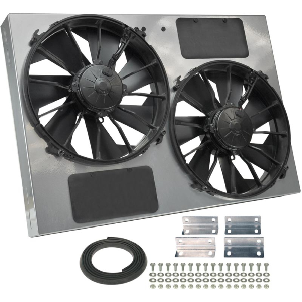 Image 1 for Derale 16927 High-Output Dual 12" Electric Fan With Steel Shroud