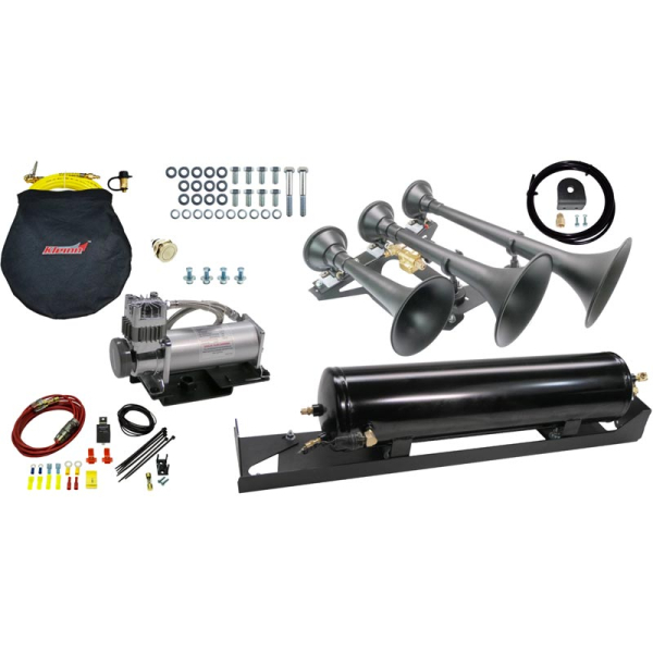 Image 1 for Kleinn SDKIT17-734STL Demon Triple Train Horn Kit - Spare Tire Location