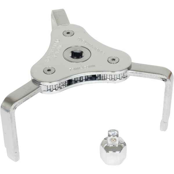 Image 1 for Lisle 63890 3-Jaw Style Oil Filter Wrench With Adapter (73mm-153mm)