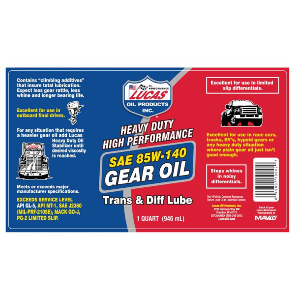 Lucas Oil 10042 Heavy Duty 85W-140 Gear Oil | XDP