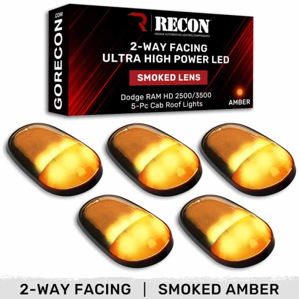 Recon 264146BKHPAM Smoked Lens 2-Way Facing Amber LED Cab Lights | XDP